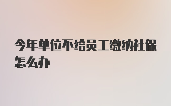 今年单位不给员工缴纳社保怎么办