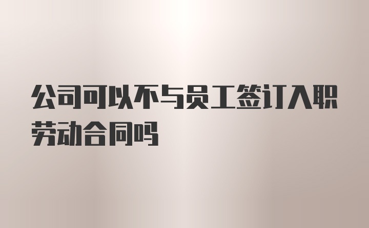 公司可以不与员工签订入职劳动合同吗