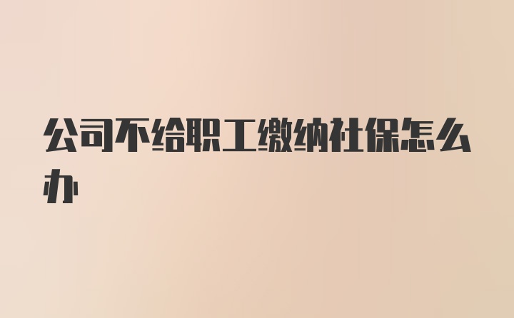 公司不给职工缴纳社保怎么办