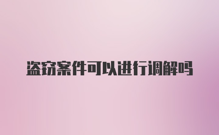 盗窃案件可以进行调解吗