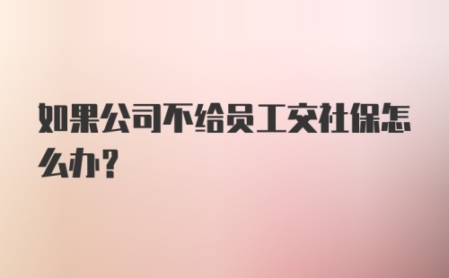 如果公司不给员工交社保怎么办？