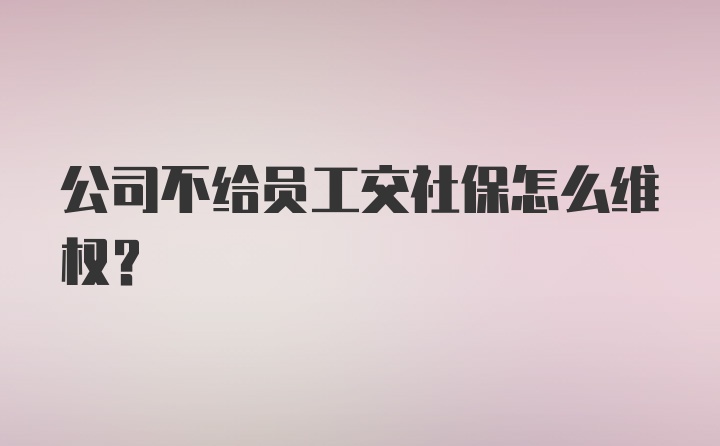 公司不给员工交社保怎么维权?