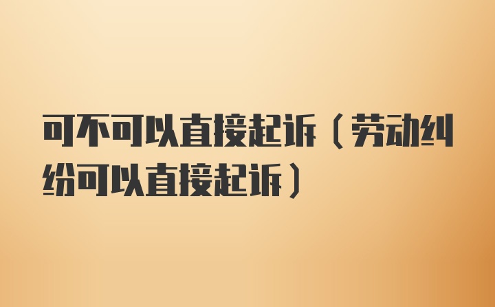 可不可以直接起诉(劳动纠纷可以直接起诉)