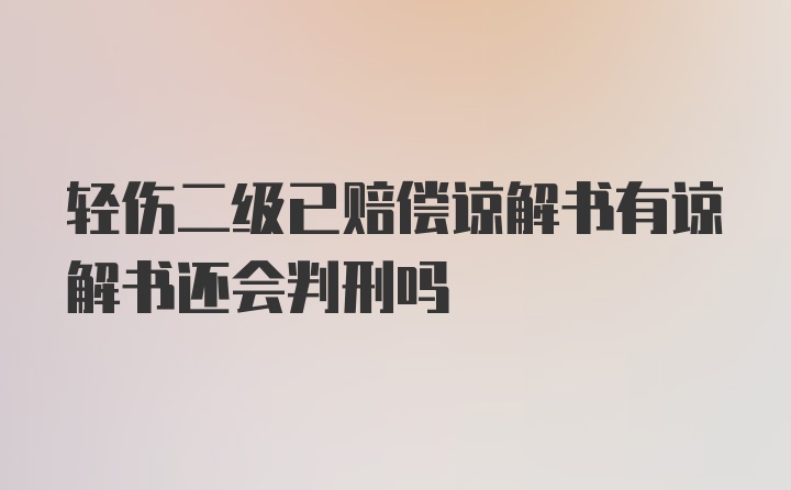 轻伤二级已赔偿谅解书有谅解书还会判刑吗