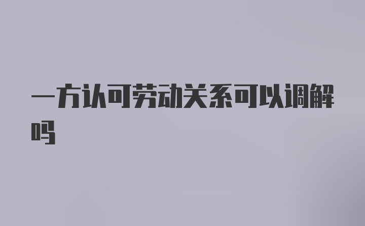 一方认可劳动关系可以调解吗