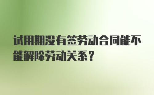 试用期没有签劳动合同能不能解除劳动关系?