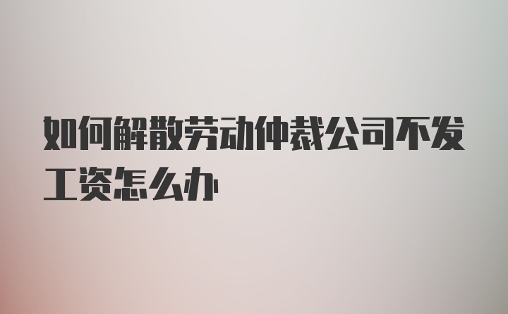 如何解散劳动仲裁公司不发工资怎么办