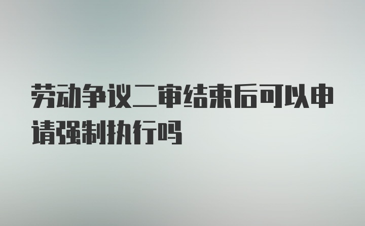 劳动争议二审结束后可以申请强制执行吗