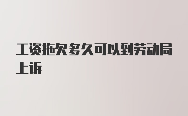 工资拖欠多久可以到劳动局上诉