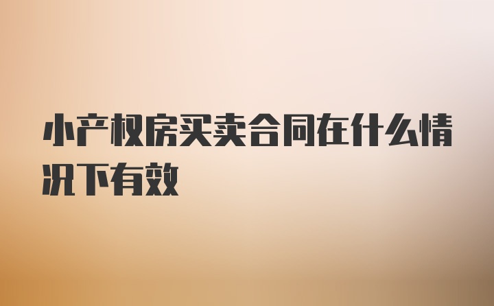 小产权房买卖合同在什么情况下有效