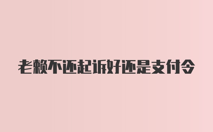 老赖不还起诉好还是支付令