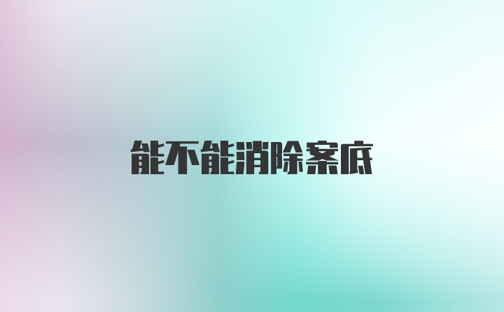 能不能消除案底