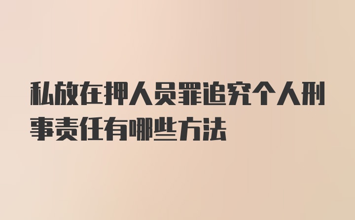 私放在押人员罪追究个人刑事责任有哪些方法