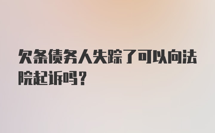 欠条债务人失踪了可以向法院起诉吗？