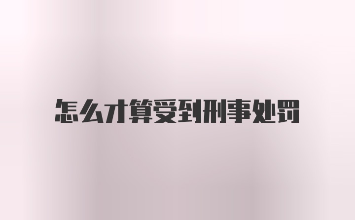 怎么才算受到刑事处罚