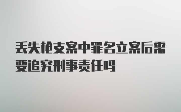 丢失枪支案中罪名立案后需要追究刑事责任吗