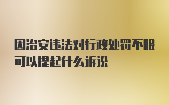 因治安违法对行政处罚不服可以提起什么诉讼