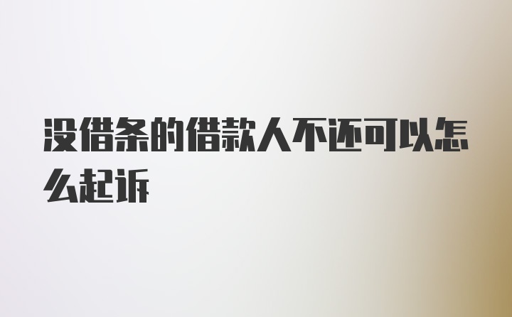 没借条的借款人不还可以怎么起诉