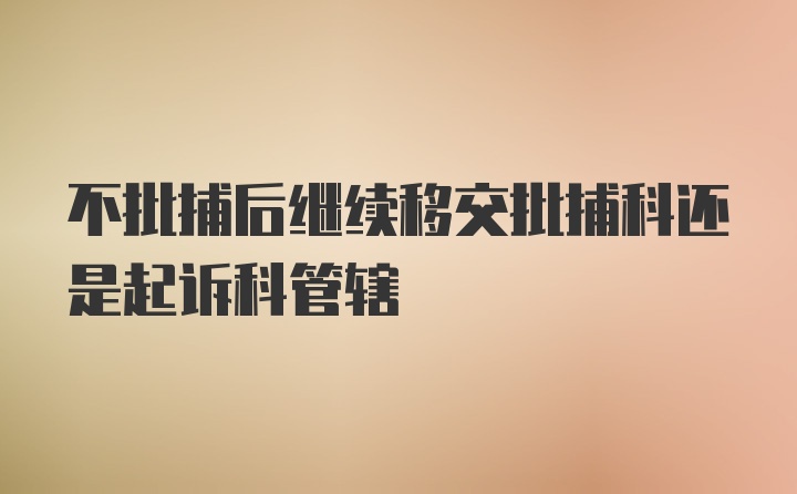 不批捕后继续移交批捕科还是起诉科管辖