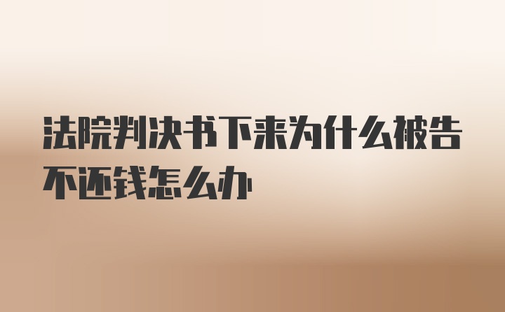 法院判决书下来为什么被告不还钱怎么办