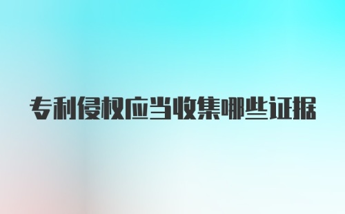 专利侵权应当收集哪些证据