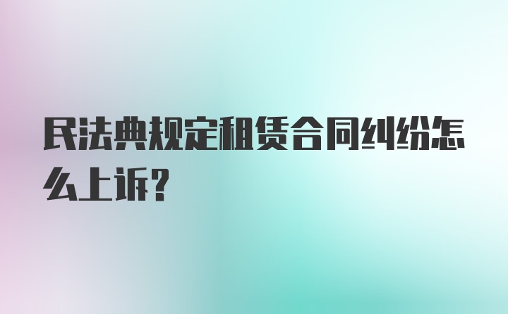 民法典规定租赁合同纠纷怎么上诉？