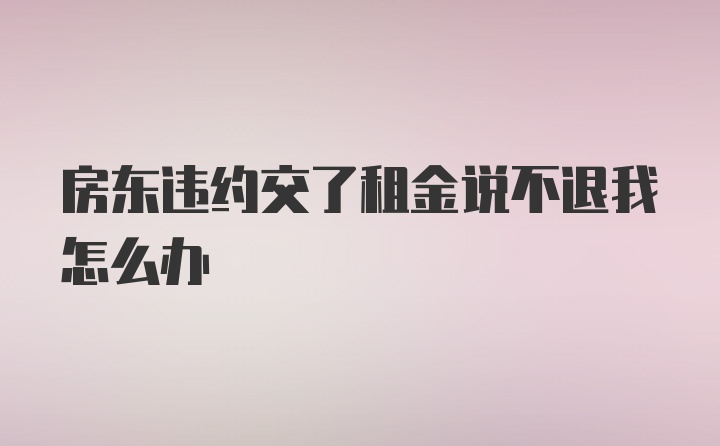 房东违约交了租金说不退我怎么办