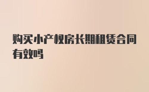 购买小产权房长期租赁合同有效吗