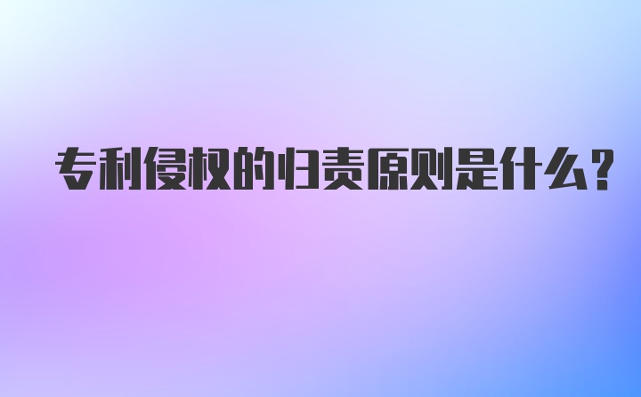 专利侵权的归责原则是什么？