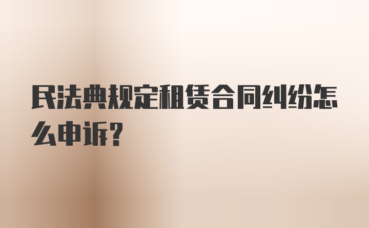 民法典规定租赁合同纠纷怎么申诉？