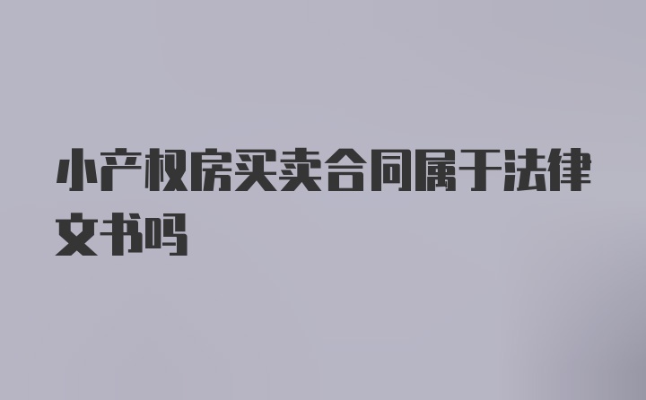 小产权房买卖合同属于法律文书吗