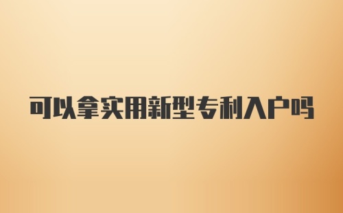 可以拿实用新型专利入户吗