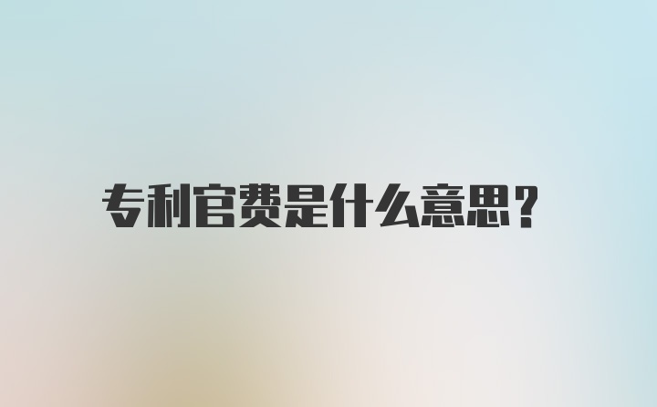 专利官费是什么意思?