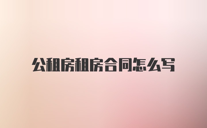 公租房租房合同怎么写