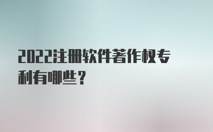 2022注册软件著作权专利有哪些？