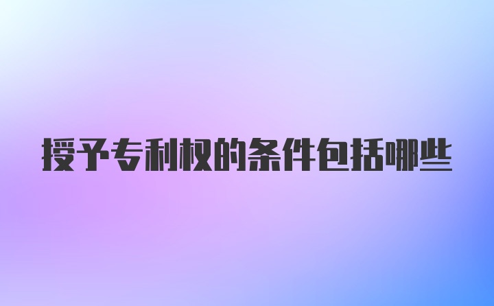 授予专利权的条件包括哪些