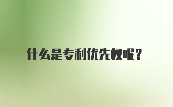 什么是专利优先权呢？