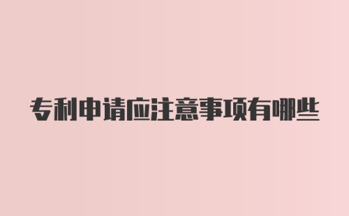 专利申请应注意事项有哪些