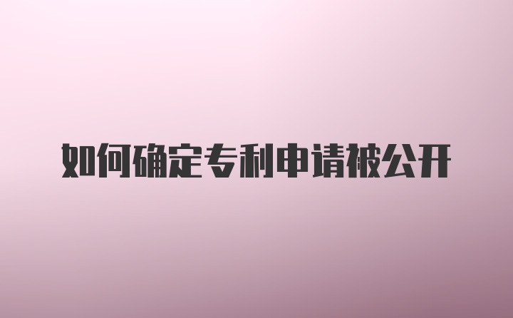 如何确定专利申请被公开