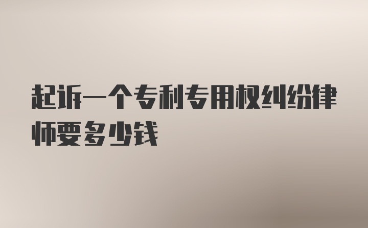 起诉一个专利专用权纠纷律师要多少钱