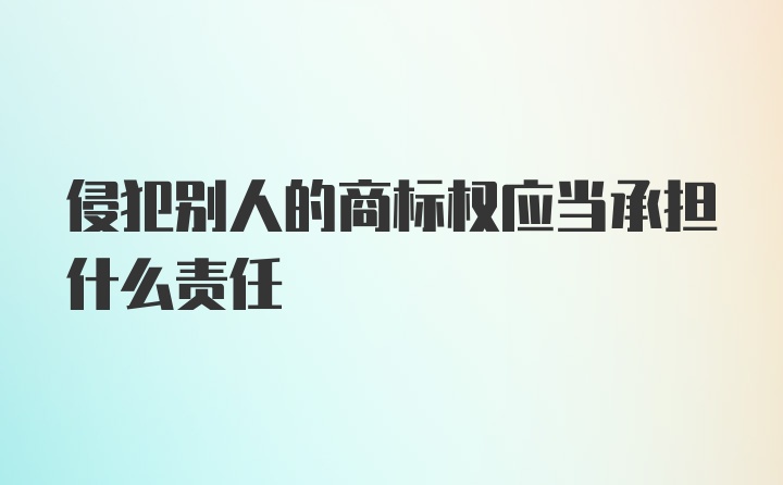 侵犯别人的商标权应当承担什么责任