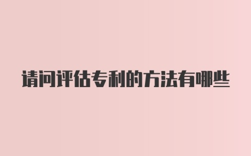 请问评估专利的方法有哪些