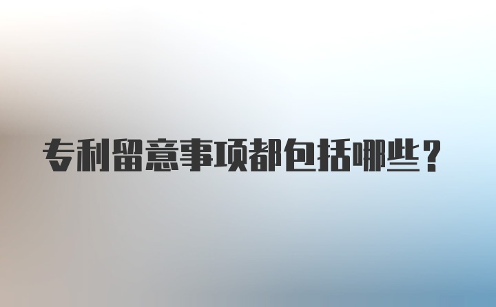 专利留意事项都包括哪些？