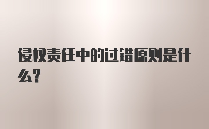 侵权责任中的过错原则是什么？