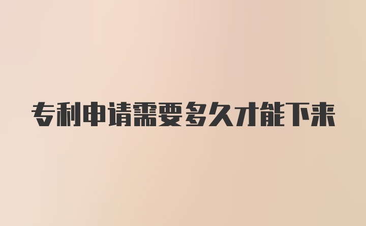 专利申请需要多久才能下来