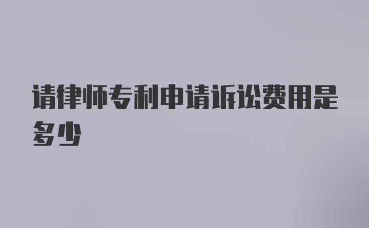 请律师专利申请诉讼费用是多少