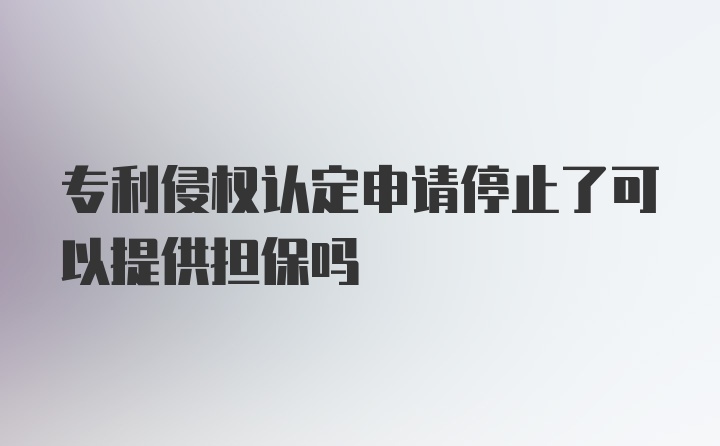 专利侵权认定申请停止了可以提供担保吗