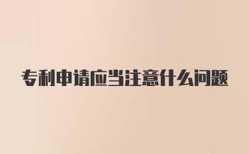 专利申请应当注意什么问题