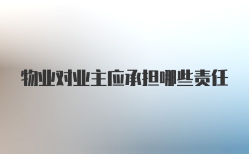 物业对业主应承担哪些责任