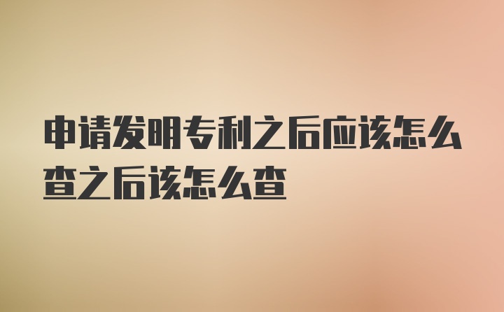 申请发明专利之后应该怎么查之后该怎么查